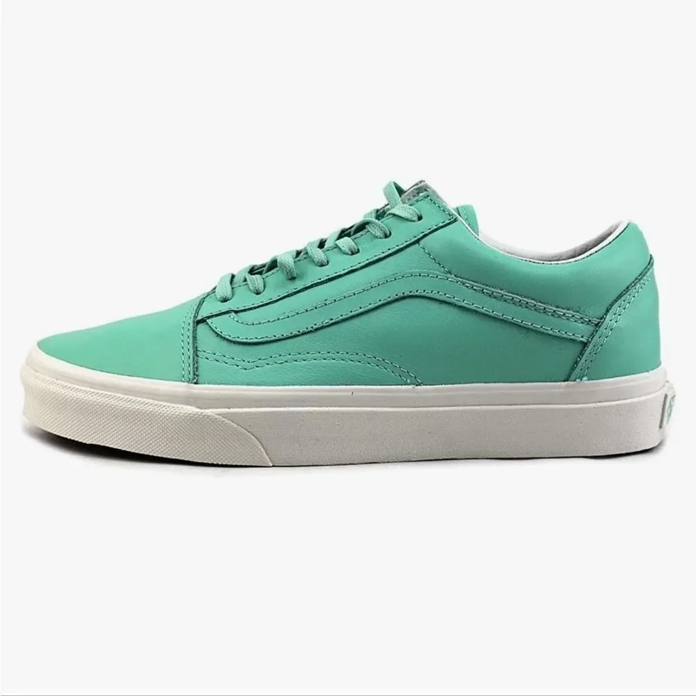 Vans Old Skool Pastel Pack Ice Green/Blanc Skate Shoes Leather 6.5 mens 8 womens
